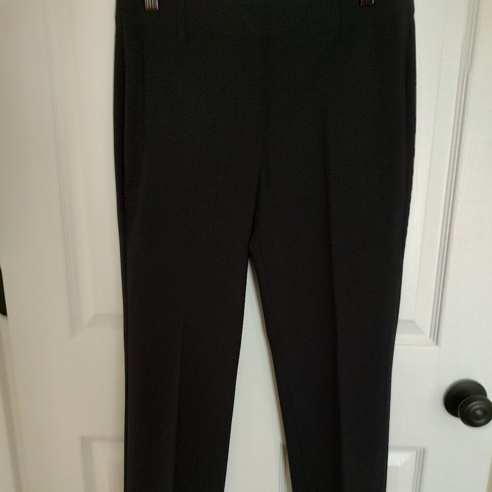 TALBOTS TRIBECA WOOL BLEND CAREER PANTS DK NAVY BLUE SLIM LEG FLAT FRONT SIZE 4